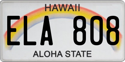 HI license plate ELA808