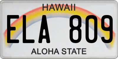 HI license plate ELA809
