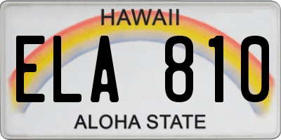 HI license plate ELA810