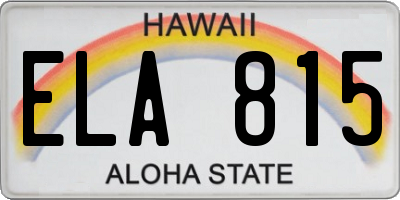 HI license plate ELA815