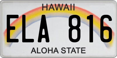 HI license plate ELA816