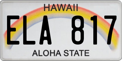 HI license plate ELA817