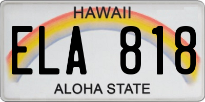HI license plate ELA818