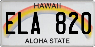 HI license plate ELA820