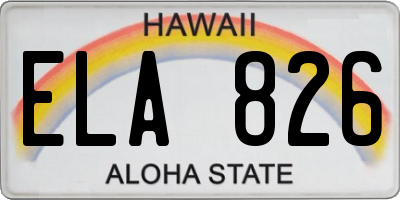 HI license plate ELA826