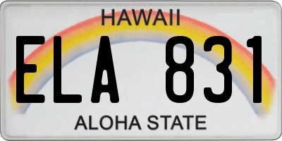 HI license plate ELA831