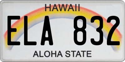 HI license plate ELA832