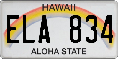HI license plate ELA834