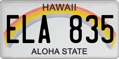 HI license plate ELA835