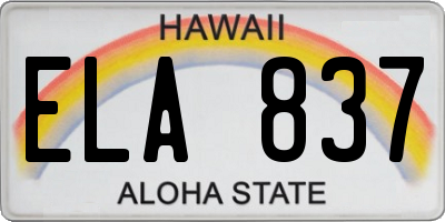 HI license plate ELA837