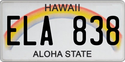 HI license plate ELA838