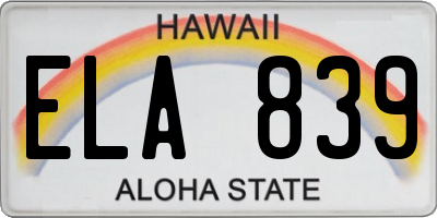 HI license plate ELA839