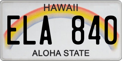 HI license plate ELA840