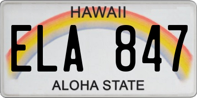 HI license plate ELA847