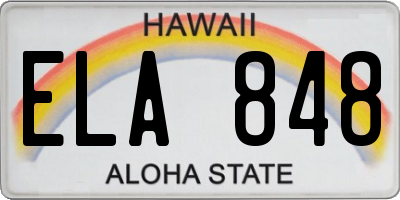HI license plate ELA848