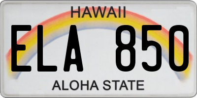 HI license plate ELA850