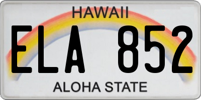 HI license plate ELA852