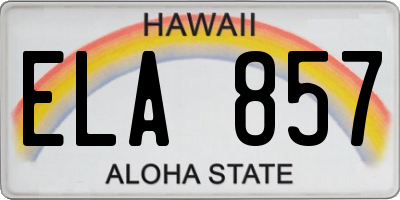 HI license plate ELA857