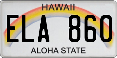 HI license plate ELA860