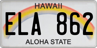 HI license plate ELA862