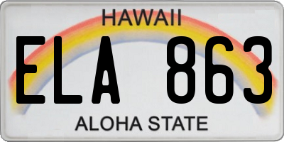HI license plate ELA863