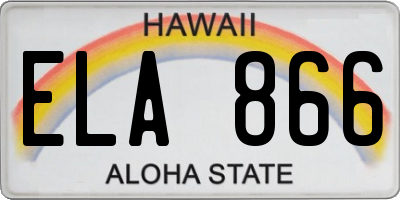 HI license plate ELA866