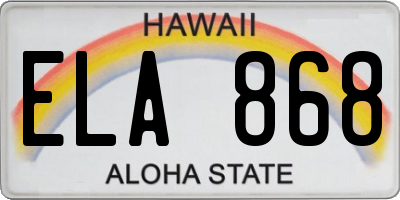 HI license plate ELA868