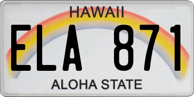 HI license plate ELA871