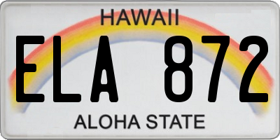 HI license plate ELA872