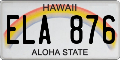 HI license plate ELA876