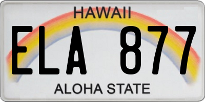 HI license plate ELA877