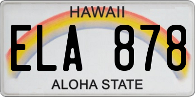 HI license plate ELA878