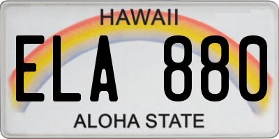 HI license plate ELA880