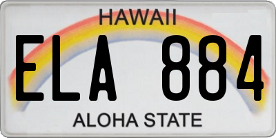 HI license plate ELA884