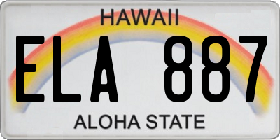 HI license plate ELA887