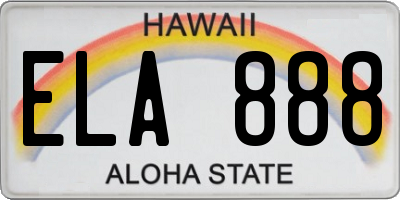 HI license plate ELA888