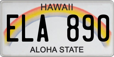 HI license plate ELA890