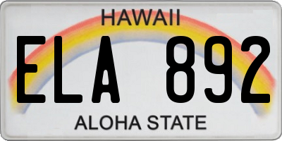 HI license plate ELA892