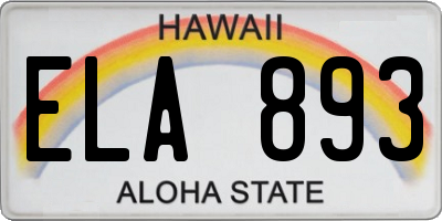 HI license plate ELA893