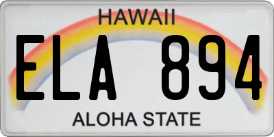 HI license plate ELA894