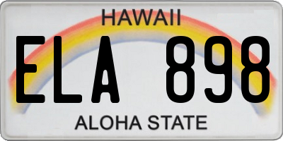 HI license plate ELA898