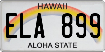 HI license plate ELA899