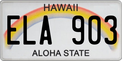 HI license plate ELA903