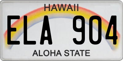 HI license plate ELA904
