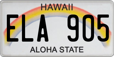 HI license plate ELA905