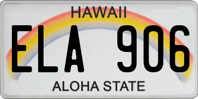 HI license plate ELA906