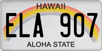 HI license plate ELA907