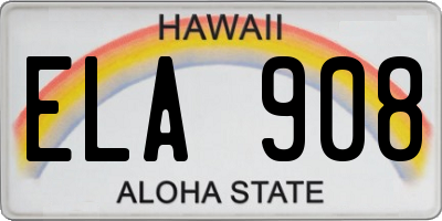 HI license plate ELA908