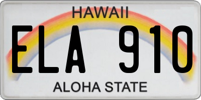 HI license plate ELA910