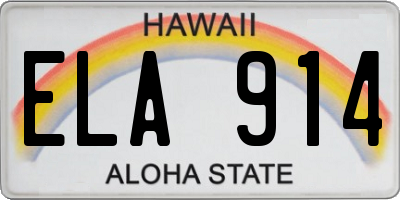 HI license plate ELA914